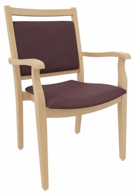 Produktbild von Pflegestuhl André mit Armlehnen – Ideal für Senioren im Altenheim oder Zuhause.Stoffbezug:Stoff Kariba Bordeaux,Bodengleiter:Kunststoff Weiss