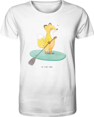 Produktbild von Mr. & Mrs. Panda Shirt Fuchs Stand Up Paddling Größe M - Weiß - Geschenk, T-Shirt Herren, Basic-Shirt, Subben, Oberteil, SUB, Paddle, Boarding, Tshirt
