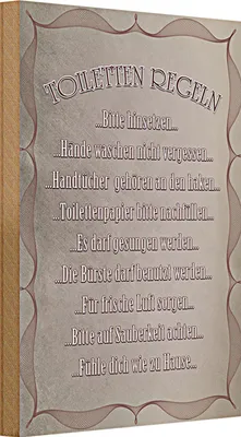 Produktbild von Holzschild Spruch 20x30cm Toiletten Regeln bitte hinsetzen