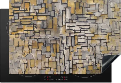 Produktbild von KitchenYeah© Herdabdeckplatte Mondrian - Kunst - Alte Meister - Tableau I , 78x52cm, Küche Deko, Glaskeramikkochfeld Herdabdeckung, Abdeckplatte fùr Kochfeld