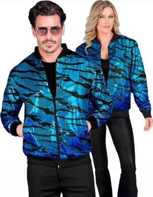 Imagen del producto de Chaqueta bomber con lentejuelas azules para adultos