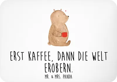 Produktbild von Mr. & Mrs. Panda Kühlschrankmagnet Bär Kaffee - Weiß - Geschenk, Motivation, Bären, Guten Morgen, magnet, Notizhalter, Pinnwandmagnet, Teddy, whiteboardmagnet, haftmagnet