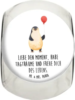 Produktbild von Mr. & Mrs. Panda keksdose glas Pinguin Luftballon XL 2000ml - Weiß - Geschenk, Freundin, gewürzglas, Bonboniere, Dekoglas, Kaffeedose, Aufbewahrungsdose, Vorratsdose