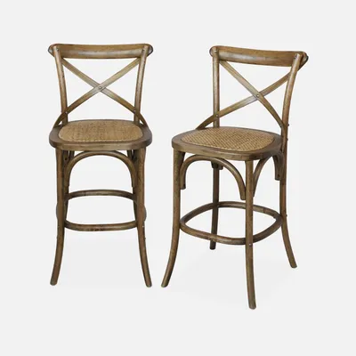 Immagine prodotto di Set di 2 sgabello da bar bistrot vintage legno, Marrone