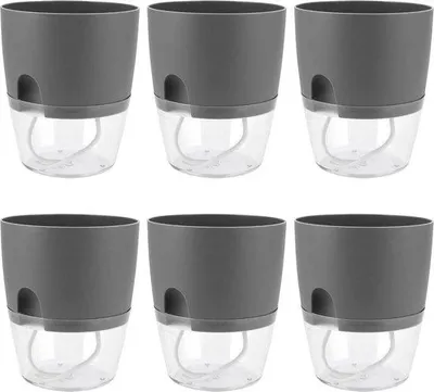 Produktbild von Automatische Kruidentuinpflanzkübel - 6er Set - 153 cm breit - selbstwassende Pflanzkübel - Wasserstandsanzeige - grau