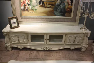 Produktbild von Sideboard TV Lowboard RTV Schrank Tisch Wohnzimmer Holz Klassisch Barock Glas