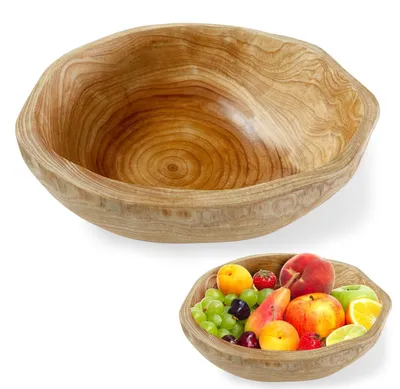 Image de Bol à fruits en bois fait main en forme irrégulière