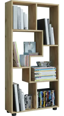 Immagine prodotto di Ripiano in legno in piedi | Scaffale salvaspazio | Dimensioni: H. 119 x W. 60 x D. 20 cm | Elegante ripiano in piedi | Ripiano di stoccaggio | Libreria | Divisore per stanza | Blina