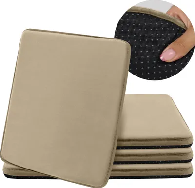 Produktbild von Domarex Sitzkissen für Stühle Weich Komfort Rutschfest Pflegeleicht, Beige 38x38cm (set mit 4 Teilen)
