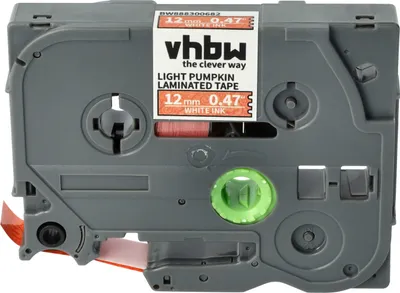 Produktbild von vhbw Schriftband-Kassette kompatibel mit Brother PT 50 Years, 4000, 500-Serie Etiketten-Drucker 8m x 12mm Weiß auf Orange (Kürbismuster), Laminiert