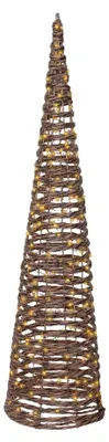 Productafbeelding van Classic warm 160 Micro-LED verlichte kegel wicker bruin H 90 cm Lumineo
