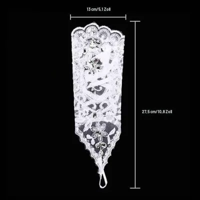 Produktbild von Brauthandschuhe fingerlos Spitze mit Fingerschlaufen Weiß 27,5 cm für Hochzeit P