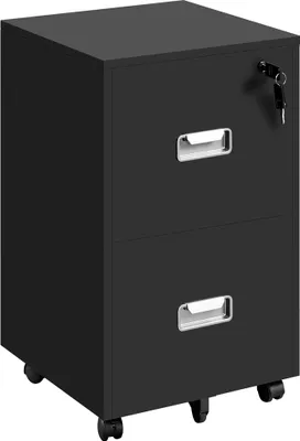 Produktbild von Yaheetech Rollcontainer Aktenschrank abschließbare Büroschrank mit Hängeregistratur und 2 Schubladen für Arbeitszimmer/Büro/Wohnzimmer