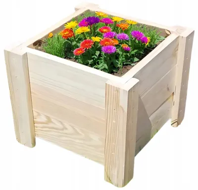 Produktbild von Alfa Holz-Blumentopf Garten Außen 35x35cm Solide Pflanzenkiste