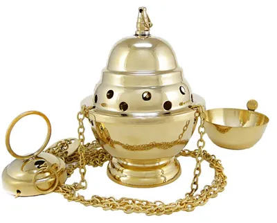 Räucherstövchen aus Messing, handgefertigt, mit Kette
