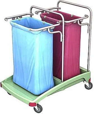 Splast antibakterieller Abfallwagen aus Kunststoff 2x 120l - rot, blau, grün Splast  TSOA-0005