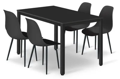 Image de Ensemble Repas - Leobert - Tessa - Noir - 120 X 60 Cm - 5 Pièces
