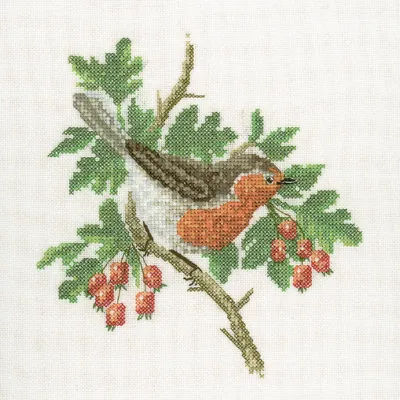 Obrázek produktu pro Heritage cross stitch set Aida "Robin (A)", počítaný vzor, DMRB381-A, 17,5x16cm
