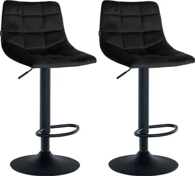 Produktbild von CLP 2er Set Barhocker Jerry Samt höhenverstellbar und 360 drehbar schwarz Gestell Farbe schwarz