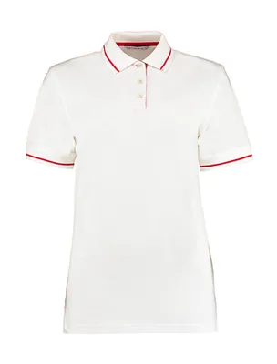 Produktbild von Kustom Kit Damen Polo Shirt T Shirt Kragen Poloshirt T-Shirt kurzarm, Größe:XL (16), Farbe:White/Red