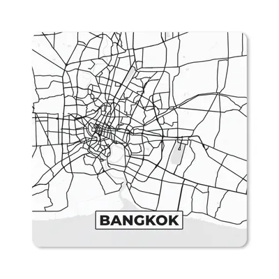 Produktbild von MuchoWow® Mauspad Mousepad Bangkok - Stadtplan - Schwarz und weiß - Karte 30x30 cm - Mousepads - Maus Mat - Pad - Mausunterlage - Gaming