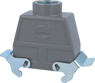 Image de HARTING Han 16B Boîtier à douille haut, 1xM32 sortie de câble droite, avec 2 étriers transversaux Raccord vissé M32 Plage de serrage 11,0 mm -