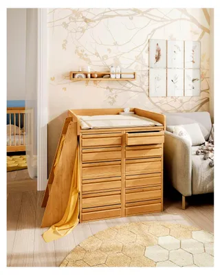 Produktbild von Original Laura wandelbarer Wickeltisch 4 von BioKinder® | Wickelkommode, Raumteiler, Regalwand, wandelbar | aus 100% Massivholz, mit bioola natürlich geölt, Erle