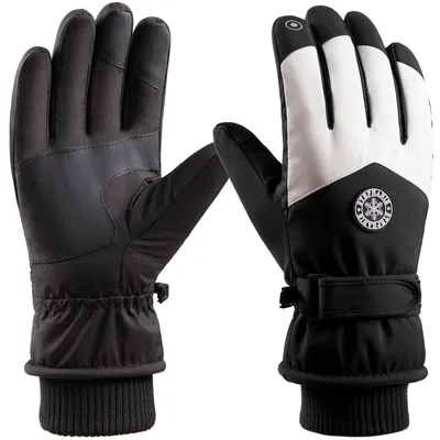 Produktbild von Damen Handschuhe Touchscreen Winterhandschuhe Wasserdicht Winddicht Thermohandschuhe für Skifahren Laufen Radfahren Wandern Outdoor, Weiß