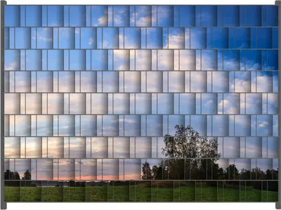 Produktbild von Wallario Zaunsichtschutz mit Motiv Morgenhimmel über Wäldern und Wiesen für Ein- und Doppelstabmatten Zäune in der Größe 250 x 180 cm