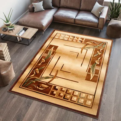 Produktbild von Teppich Wohnzimmer Schlafzimmer Kurzflor Modern Beige Braun Meliert  140 x 190 cm