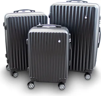 Produktbild von Barut Kofferset 3-teilig Reisekoffer Trolley Hartschalenkoffer ABS Teleskopgriff Modell General (Schwarz) MS-17071