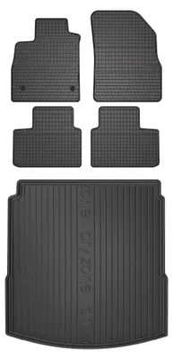 Productafbeelding van Rubberen automatten + kofferbakmat voor Renault Talisman 2015-2020 (sedan) – 5-delig, zwart, op maat – Wielganizator SolidPRO