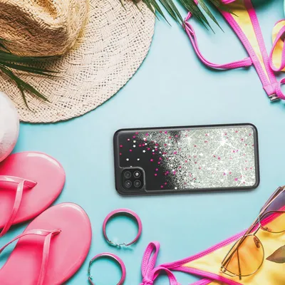 Produktbild von EAZY CASE - Glitzer Hülle kompatibel mit Samsung Galaxy A22 5G Glitzer Schutzhülle, Soft Case, Backcover Transparent mit Motiv