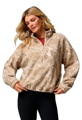 Image de Columbia Timber Meadow™ Mtr : Polaire imprimé, fermeture éclair partielle, couleur beige, taille M, pour femme