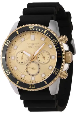 Obrázek produktu pro Invicta Pro Diver 46128 Pánské hodinky - Quartzový strojek - Nerezová ocel se zlatým ciferníkem - 45 mm