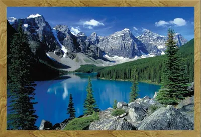 Immagine prodotto di Paesaggi - Poster - Moraine Lake II - Banff + cornice rimovibile, Shinsuke® Maxi MDF oak, vetro acrilico