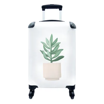 Produktbild von MuchoWow® Koffer Handgepäck Trolley Rollkoffer Kleine Reisekoffer mit 4 Rollen - Pflanze - Sukkulente - Blumentopf - Cabin Size < 55x40x23 cm & 55x40x20 cm - Fotokoffer - Kabinenkoffer - Boardgepäck - Reise-Box - Reisekoffer - Reisegepäck - Koffer mit Bild - Trolley für Kinder