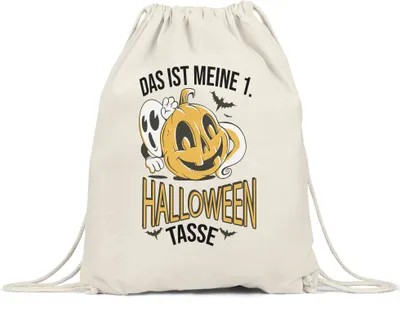 Produktbild von Das Ist Meine 1. Halloween Tasse Turnbeutel Gymsack  Emaille Tasse Geister Gespenster Spooky Treak Or Treat Kürbis Kürbiskopf