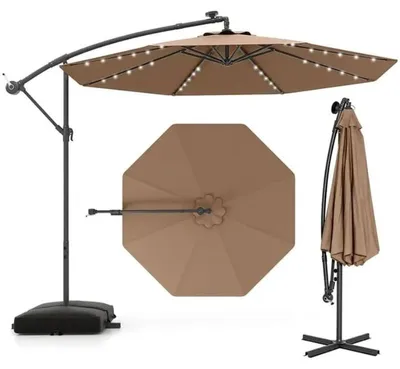 Obrázek produktu pro Zahradní slunečník NP13195CF, 350 cm, se 40 solárními LED světly, hnědý