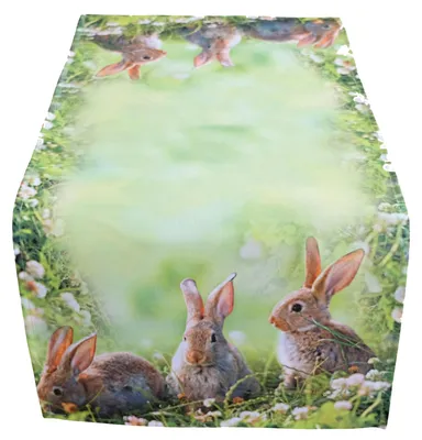 Produktbild von Tischwäsche Osterhasen im Gras Farbe grün 40 x 90 cm