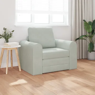 Produktbild von Fußsofabett 2-in-1 hellgrau 98x71x83 cm Samt, Schlafsofas DesignMöbel Neu