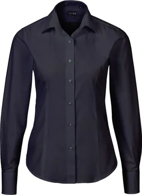 Produktbild von Damen-Bluse, langarm, Kentkragen, tailliert, schwarz, Größe 46 : 46 : 60% Baumwolle 40% Polyester 120 g/m² : schwarz