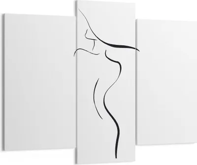 Produktbild von Bild auf Leinwand - Leinwandbild - 3 Teile - Minimalismus Frau Hut - 130x100cm - Wand Bild - Wanddeko - Wandbilder - Leinwanddruck - Bilder - Wanddekoration - Leinwand bilder - CB130x100-4908