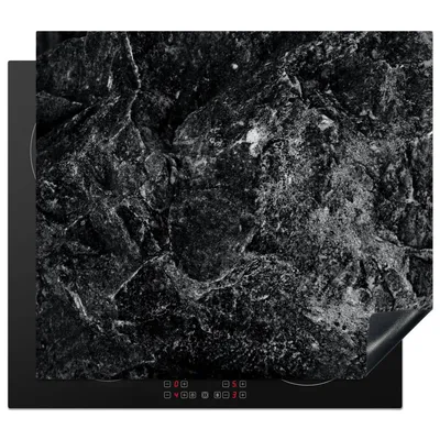 Produktbild von KitchenYeah© Herdabdeckplatte Schwarz - Weiß - Stein - Granit , 58x51cm, Küche Deko, Glaskeramikkochfeld Herdabdeckung, Abdeckplatte fùr Kochfeld