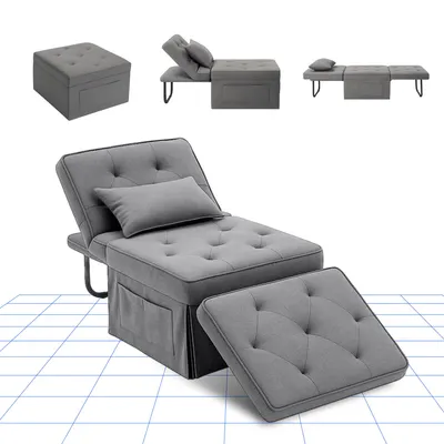 Produktbild von FLEXISPOT Schlafsofa Klappbett Schlafsofa 4-in-1 Einzelsofa Stuhl Schlafsessel Klappbarer Hocker mit 5 Positionen verstellbarer Rückenlehne und Kissen