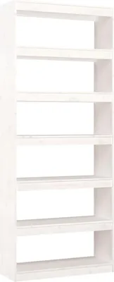 Obrázok produktu pre vidaXL Regál na knihy / Room Divider White 80x30x199,5 cm Masívne borovicové drevo