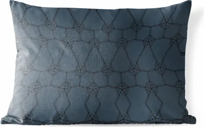 Produktbild von MuchoWow® Outdoor Kissen - Muster - Blau - Schwarz - Linie - 60x40 cm - Wetterfest - Lounge Kissen - Zierkissen - Kissen für Innenräume