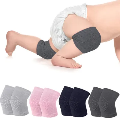 Produktbild von 4 Paar Baby Krabbeln Knieschoner,Anti-Rutsch Elastische Baby Knieschützer mit Gummipunkte für 0-24 Monate Jungen und Mädchen