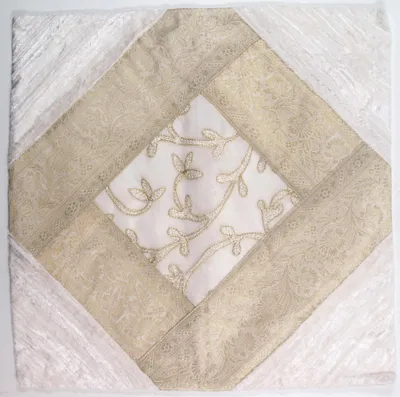 Produktbild von Orientalische Samt & Brokatkissenhülle, Kissenbezug, Dekokissen 40*40 cm - Weiß Muster 1, Baumwolle, Zierkissen, Dekokissen, Sofakissen