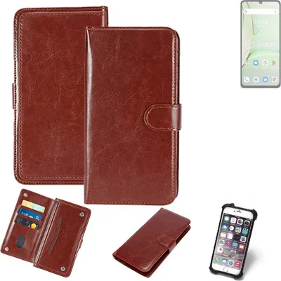 Produktbild von K-S-Trade 360° Hülle kompatibel mit UMIDIGI Note 90 braun Kunstleder Case BookCase WalletCase Kunstlederederhülle Handyhülle, Rundumschutz Bumper